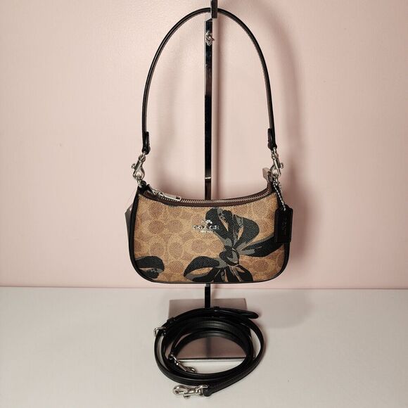 NWT Coach CY733 Teri Mini Bow Print Crossbody Bag Signature Black Bows V2 - Picture 1 of 5